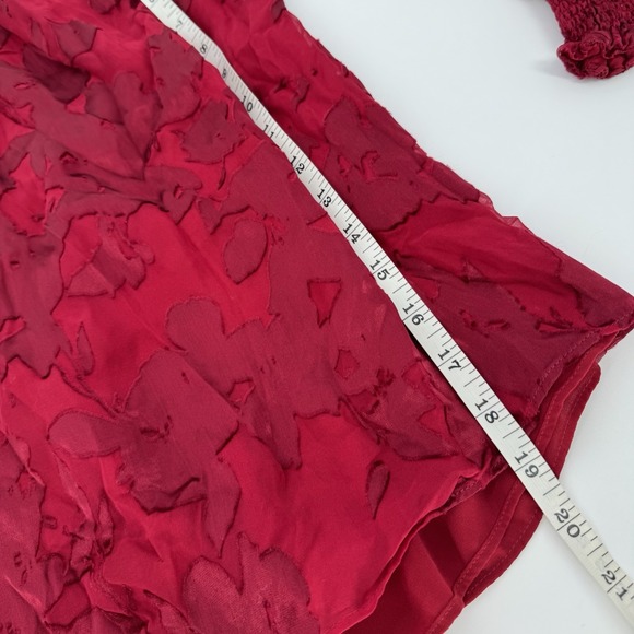 Romantic Boho Off Shoulder Top XS Whimsigoth Fairy Peasant Sheer Silk Burnout - Picture 8 of 8